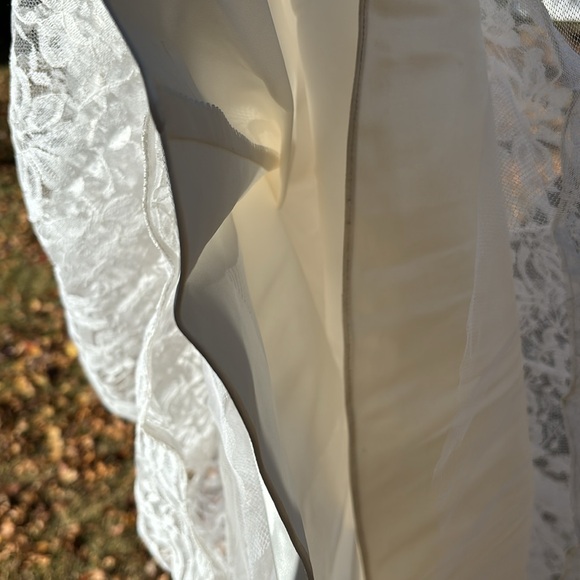 Lace Wedding Dress Vintage 1950s Collar Lace & Satin Wedding Long Sleeve - Picture 10 of 16